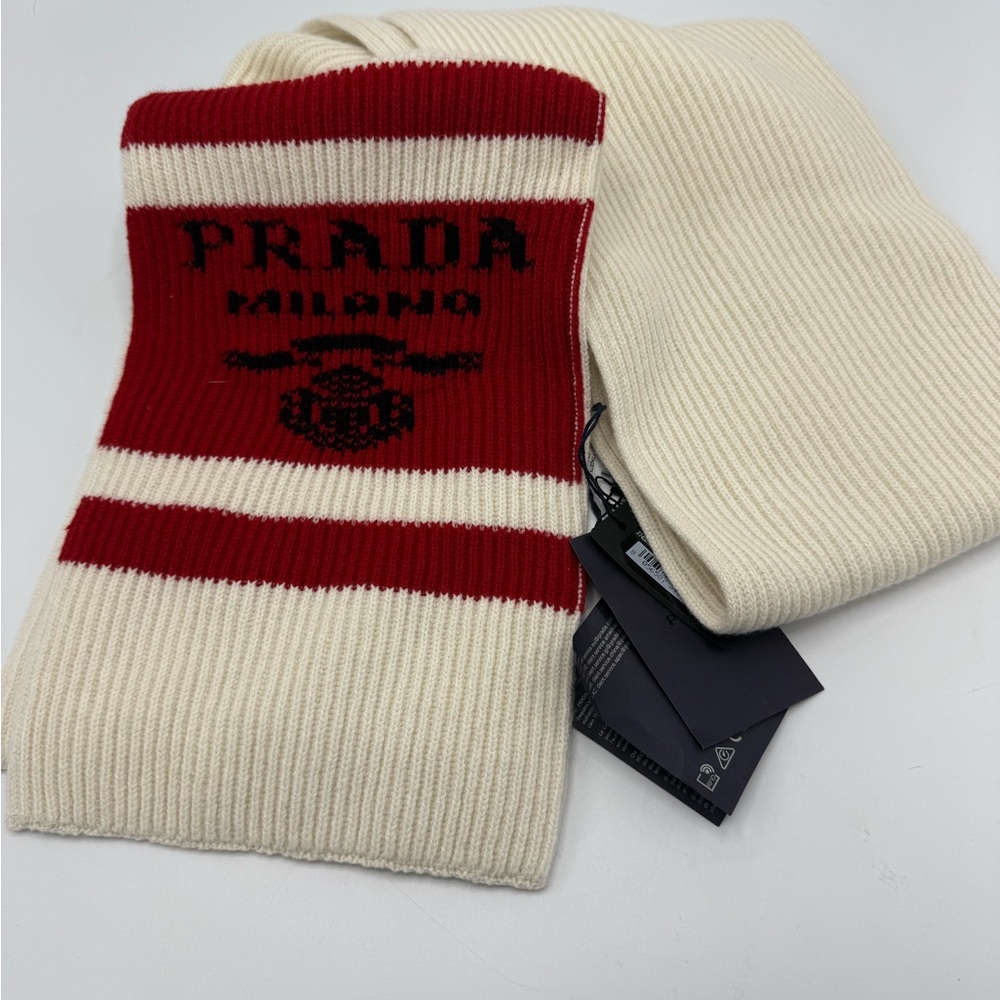 NWT NWT PRADA Cashmere Logo Scarf  PRADA Cashmere Logo Scarf - Picture 2 of 7